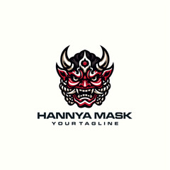 Hannya Mask Logo Vector in Traditional Japanese Style