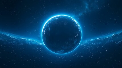 Fototapeta premium Glowing Planet in Deep Space with Nebula and Starfield Background