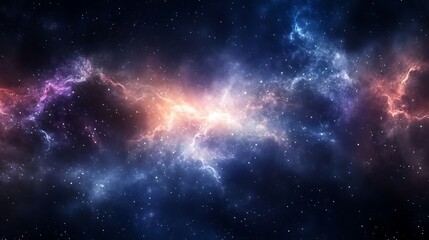 Exploring the Vastness Outer Space Nebula with Starry Night Sky
