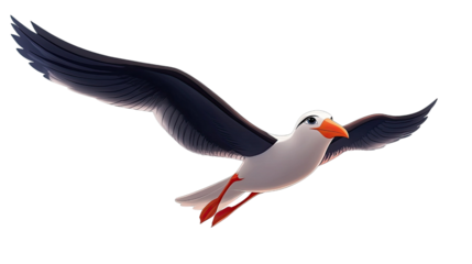 Black-headed gull bird with white body and dark head in standing position isolated on white background