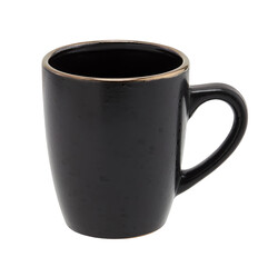 Black ceramic mug with subtle texture isolated on transparent background