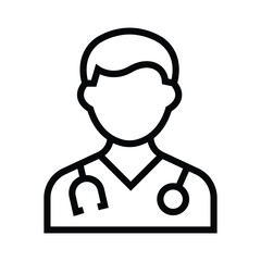 Fototapeta premium Male Doctor Icon – Medical Professional Line Art Avatar for Healthcare, Clinic, and Hospital Design