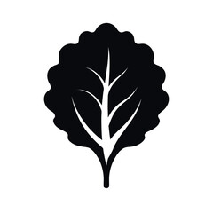 Kale leaf design in clean simple black style Line Art Vector illustration