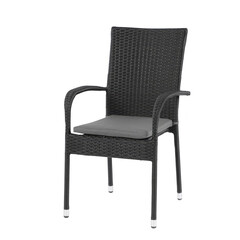 Modern black wicker chair with cushion isolated on transparent background