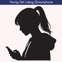  Young Girl Silhouette Using Smartphone
