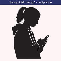  Young Girl Silhouette Using Smartphone