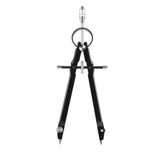 Precision metal compass for accurate drawing and geometry isolated on transparent background