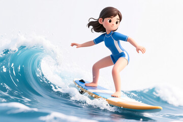 Naklejka premium Athlete in professional surfing suit surfing