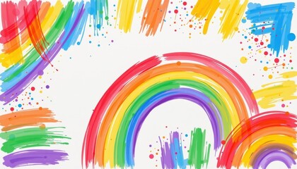 Obraz premium a hand drawn lgbt pride background with acrylic brush stroke rainbows, on off white recycled paper, suitable for lgbtq+ wellness guides.