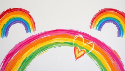 Obraz premium a hand drawn lgbt pride background with acrylic brush stroke rainbows, on soft brushed linen background, for community art exhibits.