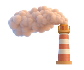 Colorful Lighthouse with White Clouds Emitting from the Top