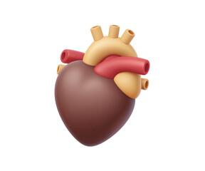 A Stylized Human Heart with Colorful Blood Vessels