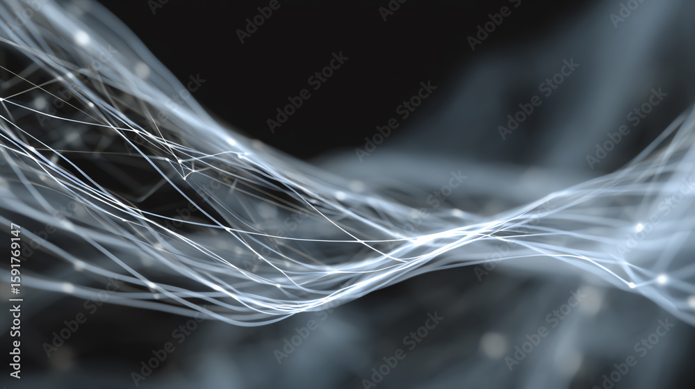 Poster a stunning abstract image showcasing flowing lines of light, creating a sense of movement and depth 