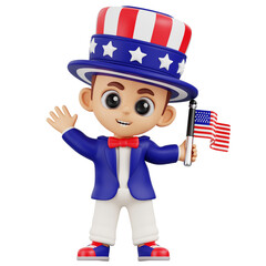 3D Illustration character Uncle Patriot