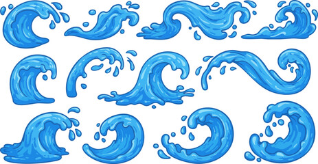 Abstract blue background with seamless water drops and floral wave patterns