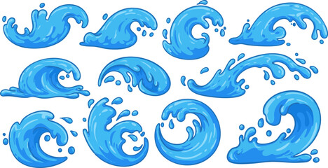 Fototapeta premium Abstract blue background with seamless water drops and floral wave patterns