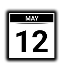 Black and white color May month calendar date 12