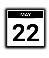 Black and white color May month calendar date 22