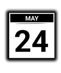 Black and white color May month calendar date 24