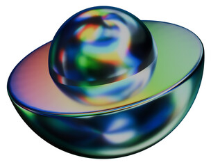 Planet 3D Iridescent Chrome Metallic Abstract Shape
