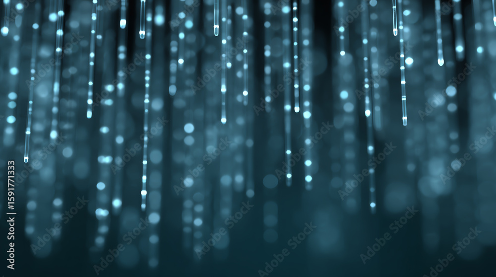 Poster abstract close-up view of shimmering light particles, creating a stunning visual effect in a digital