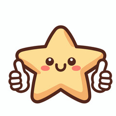 Cute Cartoon Star Giving Thumbs Up Approval

