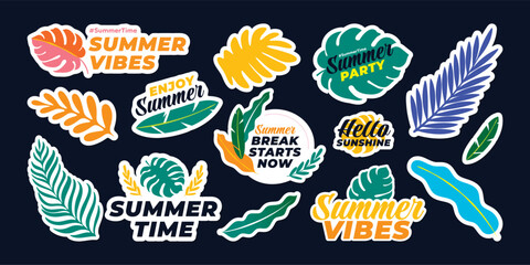 Tropical Leaves with Playful Colors Sticker Collection