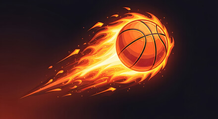 Obraz premium Fiery Basketball Blaze: A Dynamic Sports Illustration