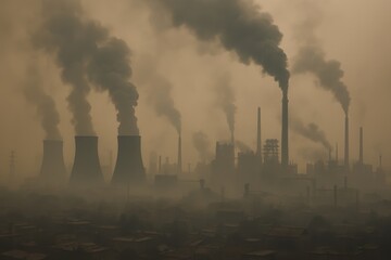 Realistic Air Pollution Scene with Industrial Smoke Emissions