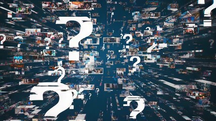 Digital Question Mark Explosion – Data Stream Abstract Background Animation - Powered by Adobe