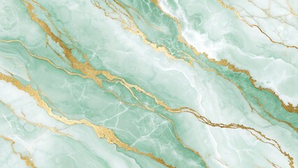 Light green marble with gold veining and white accents, abstract design ideal for upscale packaging or interior design.
