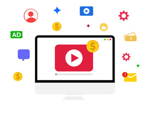 Earning with social media video monetization and ads, png, money, profit, growth, influencer