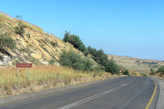 Directional sign at Surrender Hill on road R711 near Clarens