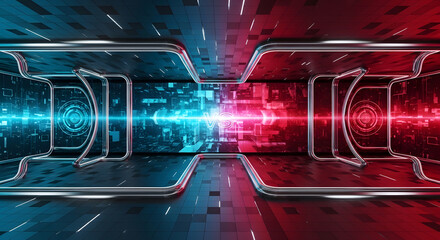 Futuristic Cyberspace Tunnel: Digital Gateway