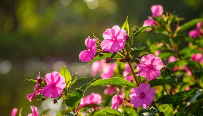 Obraz premium Pink flowers in sunlight