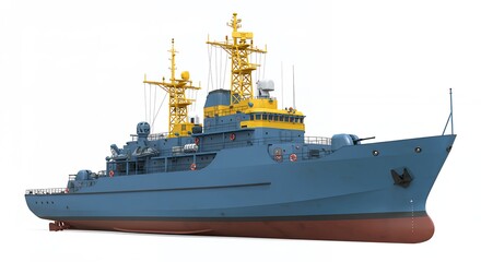 Naklejka premium Gray blue military ship illustration