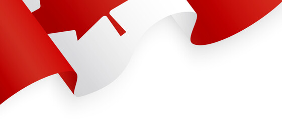 Waving Canadian National Flag 3D with Red Maple Leaf and Smooth Texture on Transparent Background Close up. Canada Day celebration. Patriotic Design for Banner, Poster, Postcard
