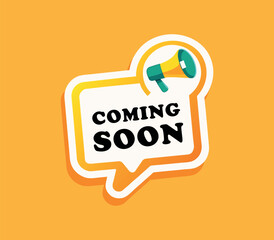 Coming soon announcement with megaphone , marketing and promotion concept