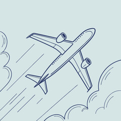 Minimalist Airplane Flying in the Sky Vector Illustration