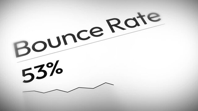 Bounce Rate decreasing with graph and percentage going down close up 4k footage, website performance, dashboard, seo results.