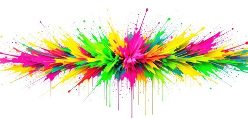  Electric Drip Vibrant Fluorescent Paint Splatter on a White Background A Retro 80 s Inspired Abstract Art