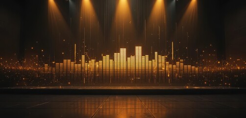 Retro Digital Design Corrupted Golden Light on a Dark Modern Stage