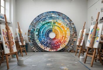  Artistic Arcs Color Wheels and Easels in a Minimalist Workshop