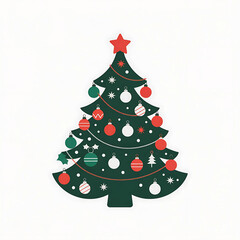A beautifully decorated christmas tree with red, white, and green ornaments and a shining star