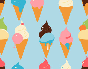 Ice Cream Cone with Melting Scoops