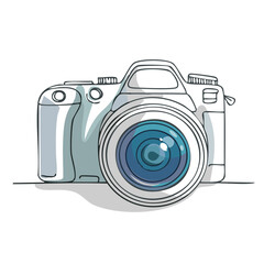Professional Camera Continuous One Line Drawing – Minimalist Vector Illustration

