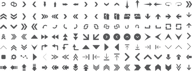 Massive Vector Collection of Over 100 Arrow Icons, Flat Directional Symbols for Navigation, User Interface, Flowcharts and Presentations