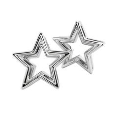 3D render of two silver chrome star shapes.