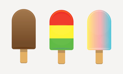 Flat Ice Cream in several colour of taste in prodyct in cute flat concept in vector .