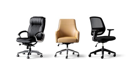 A Trio of Modern Office Chairs Showcasing Diverse Styles and Comfort Options for Workspaces